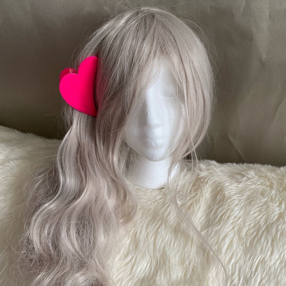 BP Jumbo Geometric Hair Clips Neon Hot Pink Heart or  Yellow Triangle Available - Picture 10 of 15